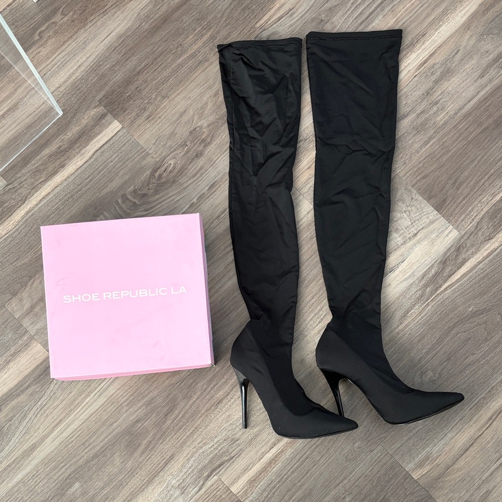 Shoe Republic LA Sleek Black Over-the-Knee Boots Amelie